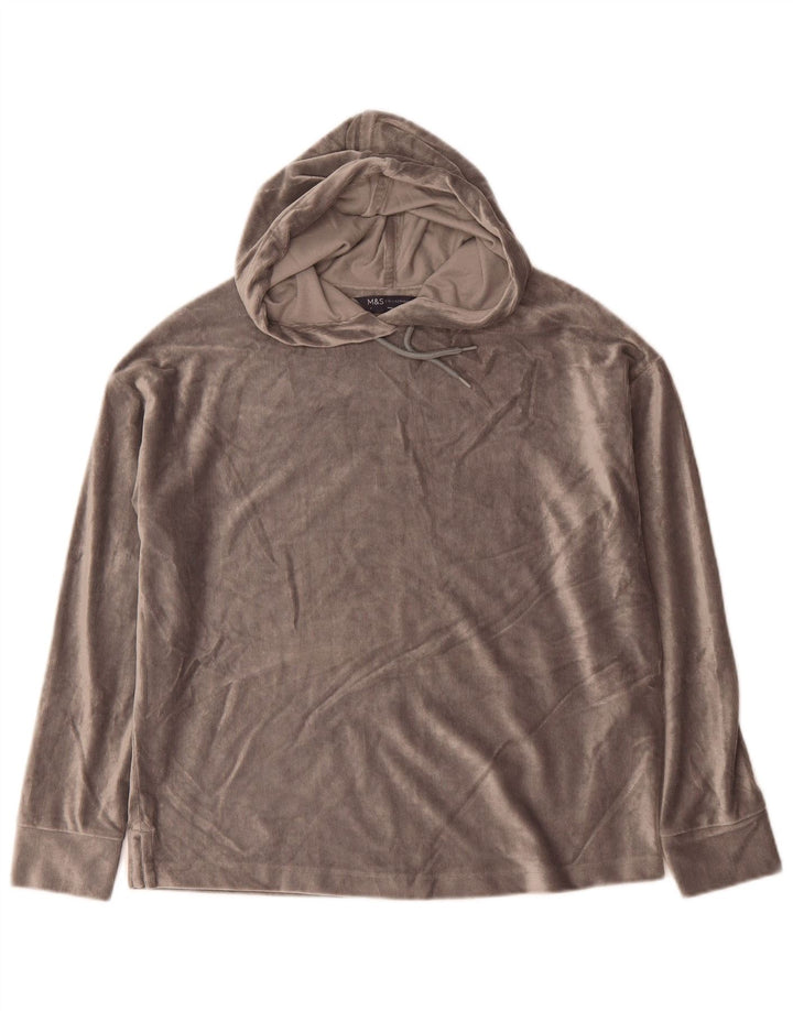 Marks & Spencer Dame Velour Oversized Hoodie Jumper UK 8 Small Grey
