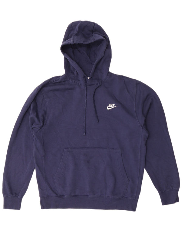 Nike Mens Hoodie Jumper Medium Navy Blue Cotton