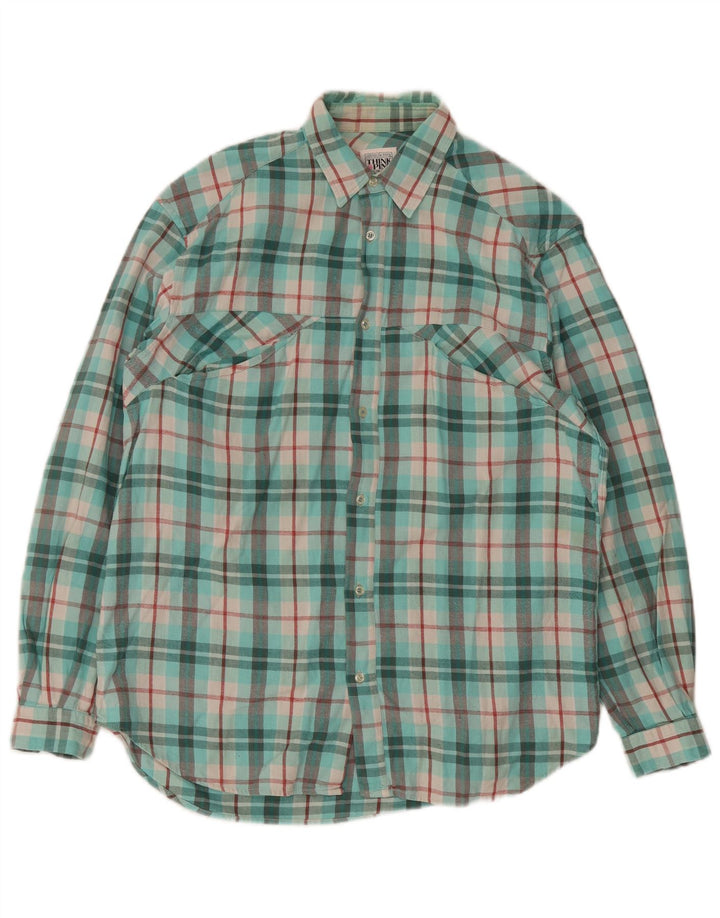 Cămașă de flanel pentru bărbați Think Pink Mărimea 39 15 1/2 Medium Turcoaz Check