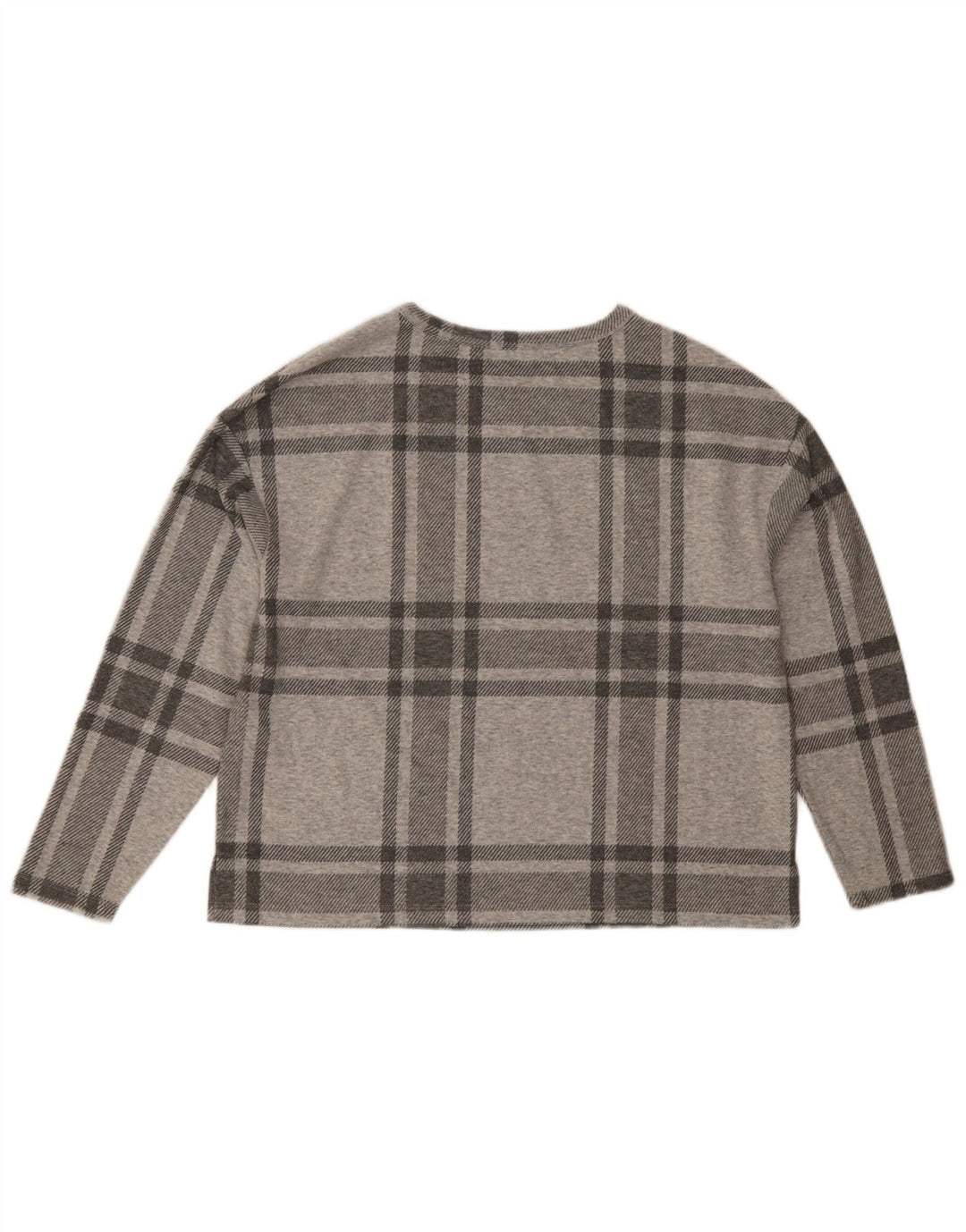 Marks & Spencer Womens Top Long Sleeve UK 14 Large Grey Plaid Polyester