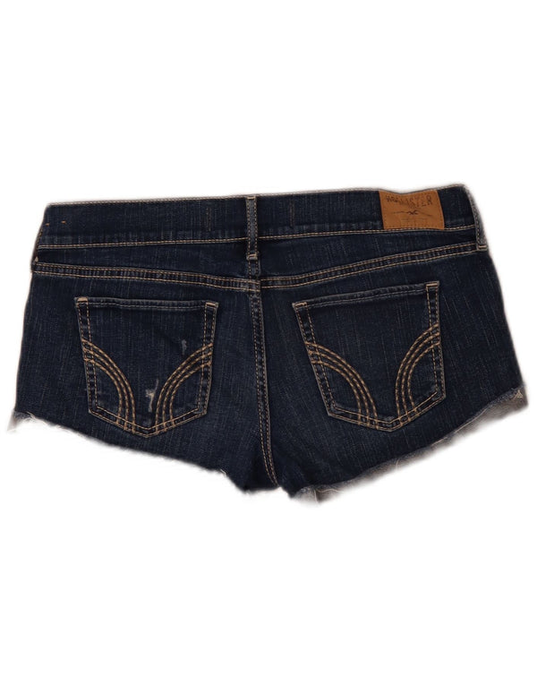 Hollister Womens Low Waist Distressed Denim Shorts W29 Medium Navy Blue