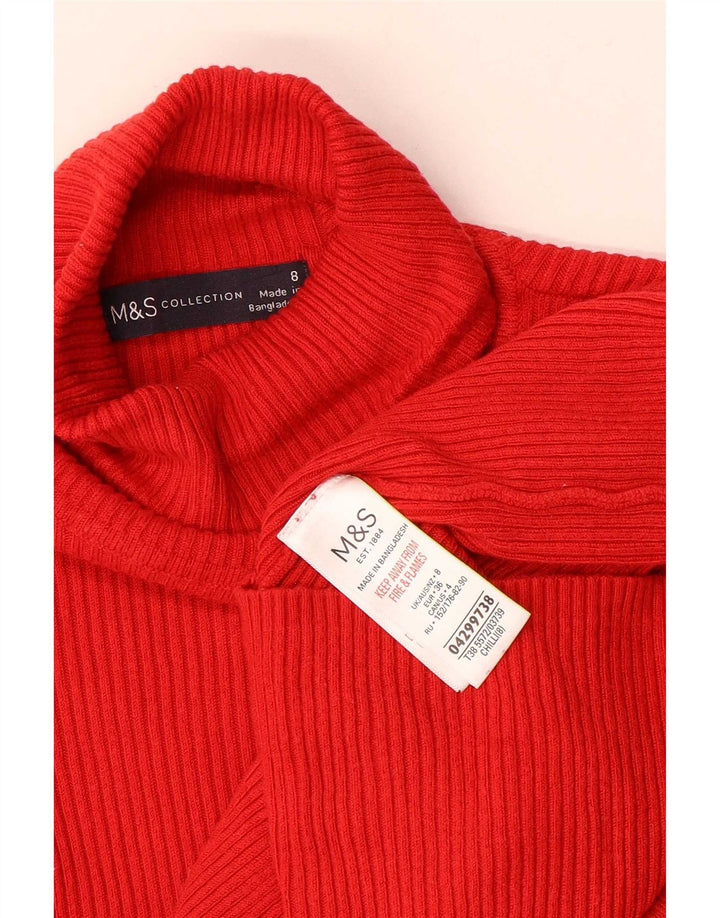 Marks & Spencer Top para mujer de manga larga UK 8 Small Viscosa roja