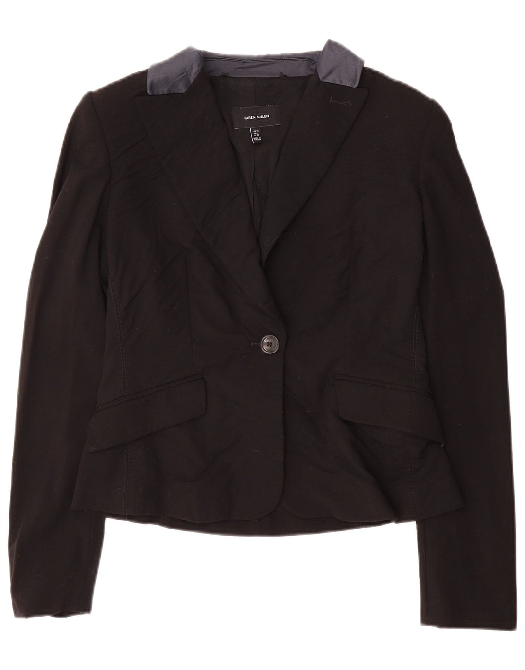 Karen Millen Dame 1 Knap Blazer Jakke UK 10 Lille Sort Uld