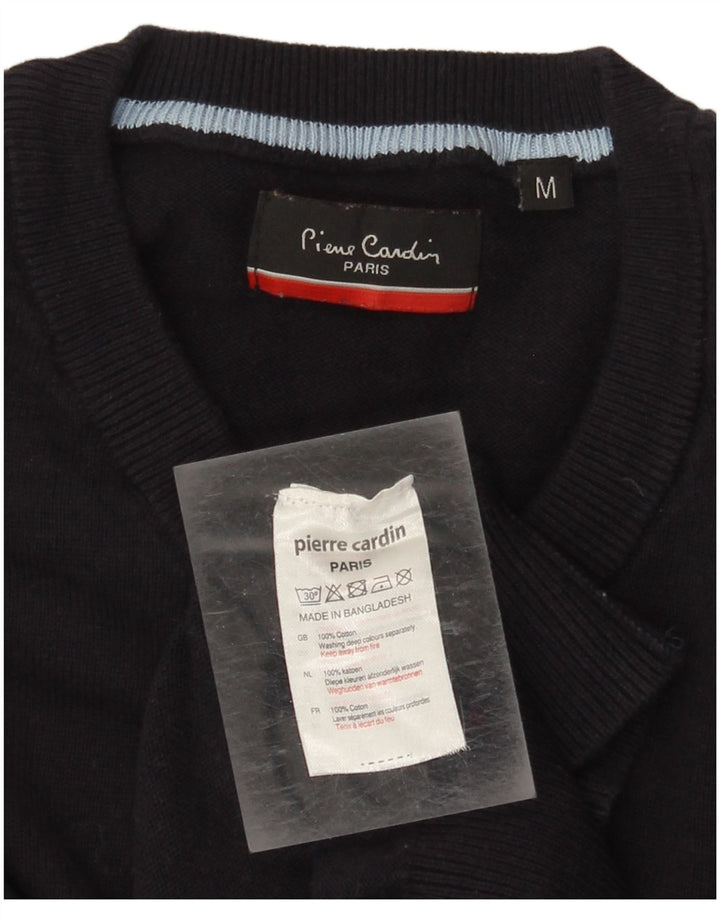 Maglione da uomo con scollo a V Pierre Cardin in cotone medio blu navy