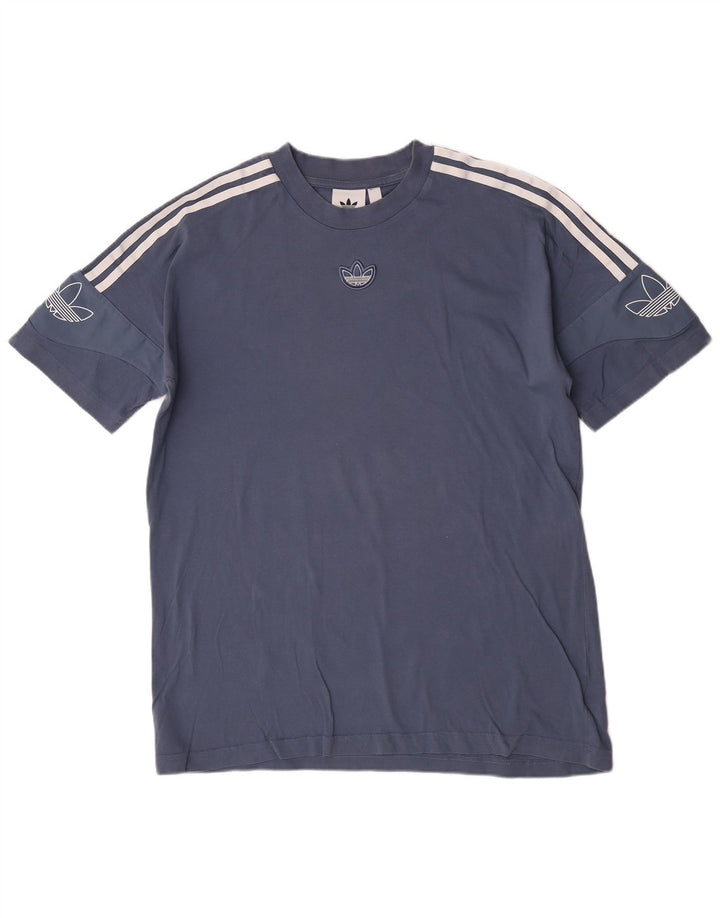 Adidas T-shirt à manches courtes pour homme en coton bleu moyen