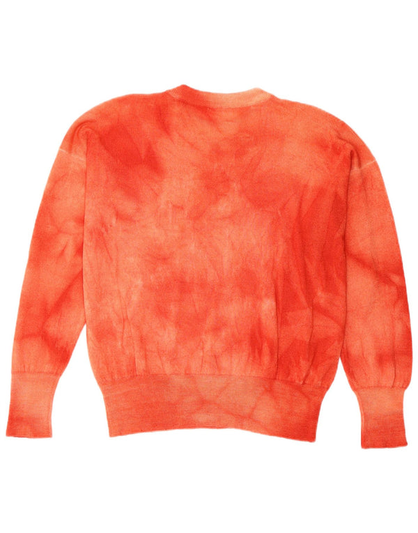 Vintage dame sweater med rund hals, UK 14 Medium Pink Tie Dye