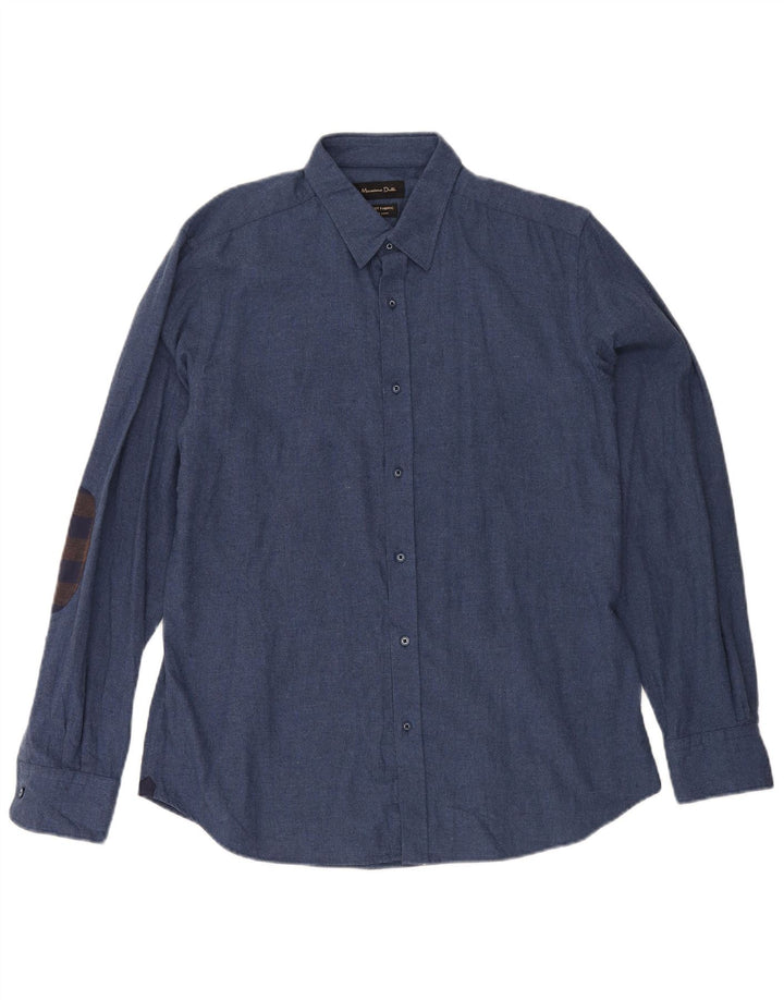 Massimo Dutti Chemise Homme Large Bleu Marine Coton