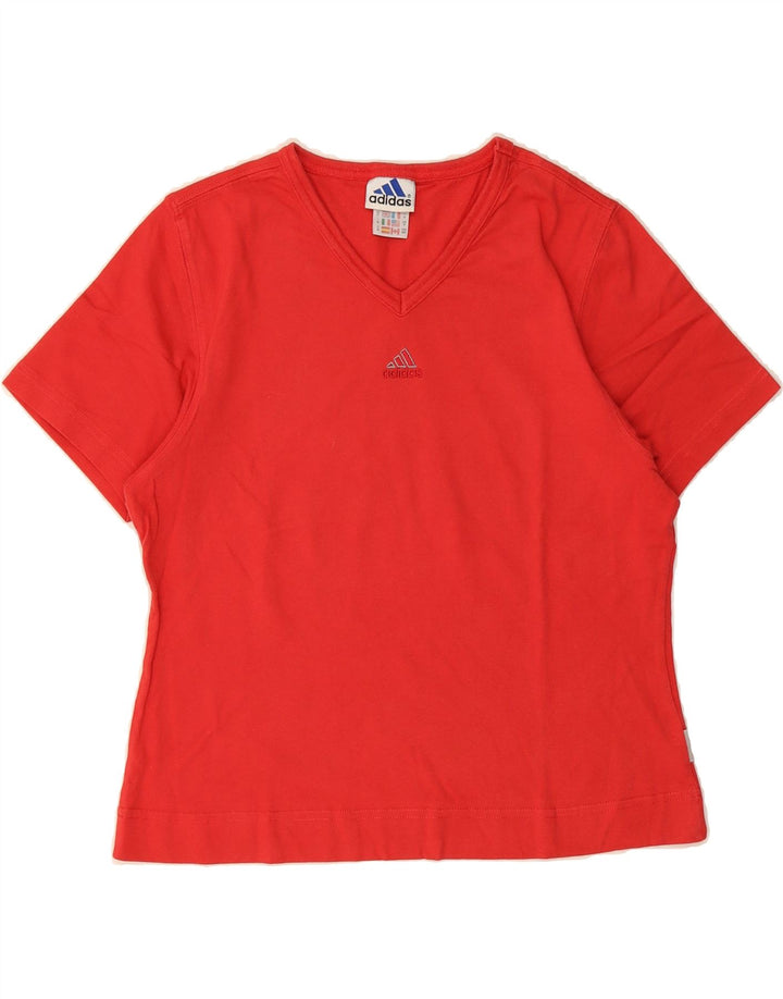 ADIDAS Womens T-Shirt Top UK 14 Medium  Red Cotton Vintage Adidas and Second-Hand Adidas from Messina Hembry 