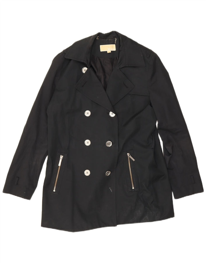 Michael Kors Womens Short Double Breasted Trench Coat UK 16 Large Black