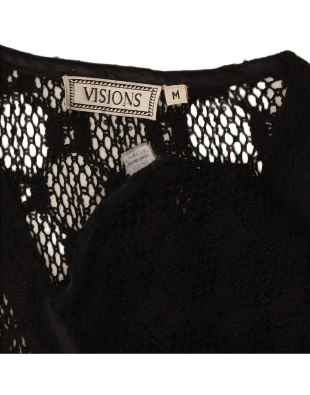 Vintage Womens Sleeveless See Through Cardigan Top UK 12 Medium Black