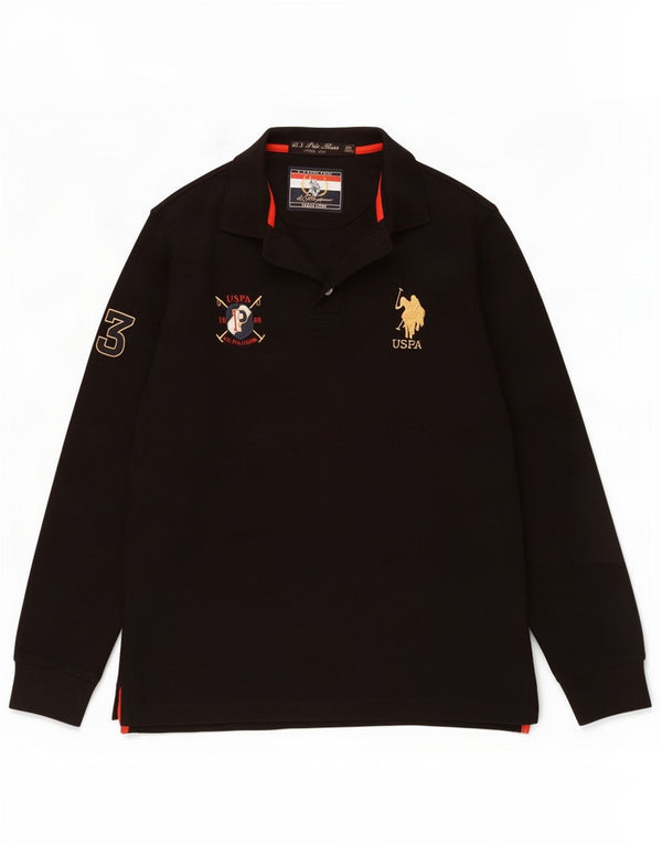 Polo Assn. Camicia grafica da uomo a maniche lunghe 2XL cotone nero