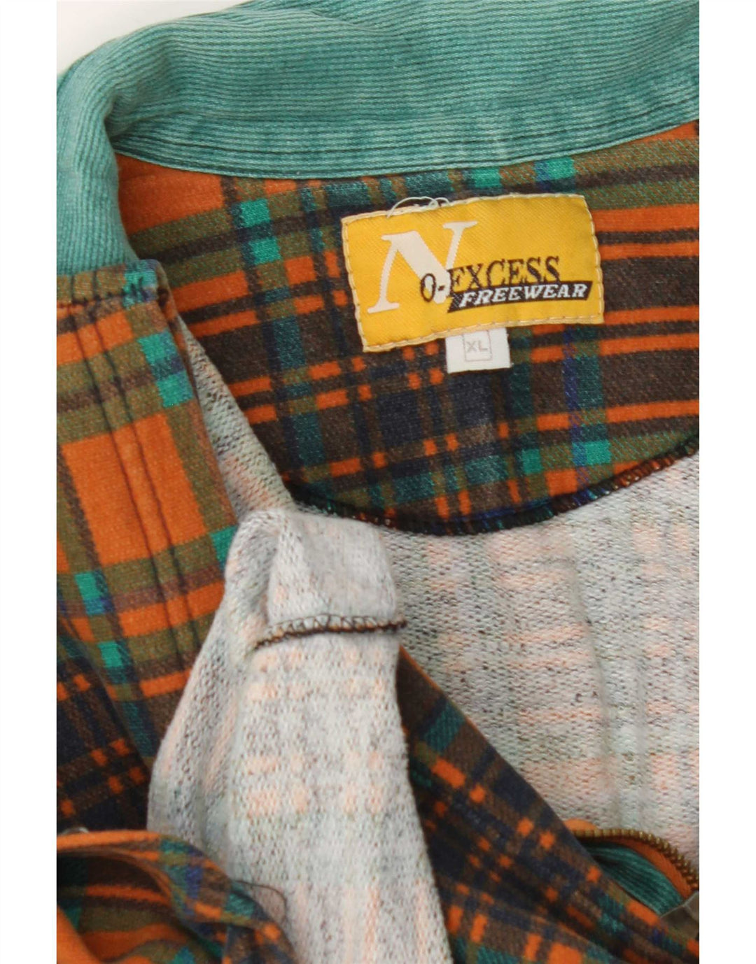 Vintage Mens Polo Neck Sweatshirt Jumper XL Orange Check