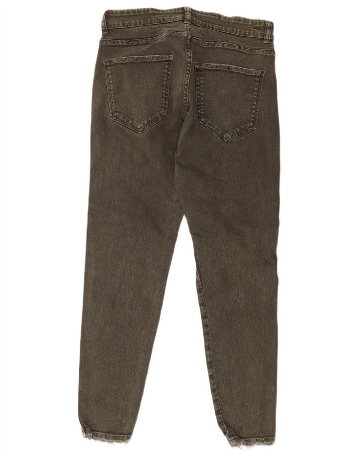 Jeans slim invecchiati da uomo Zara EU 42 medio W32 L27 cotone kaki