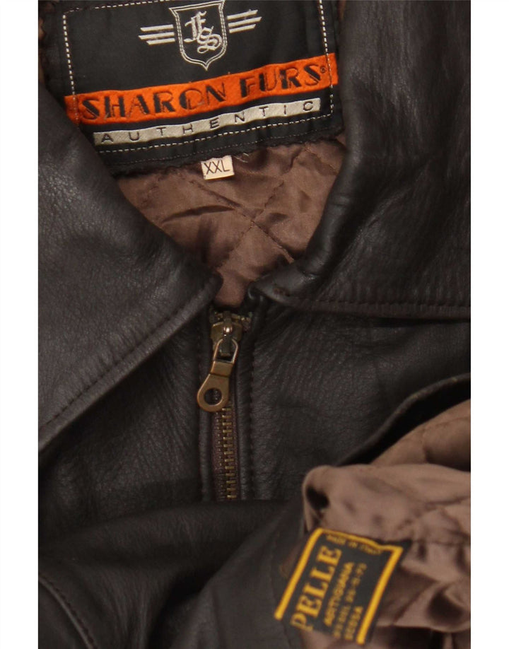 Sharon Furs Mens Leather Jacket UK 44 2XL Brown