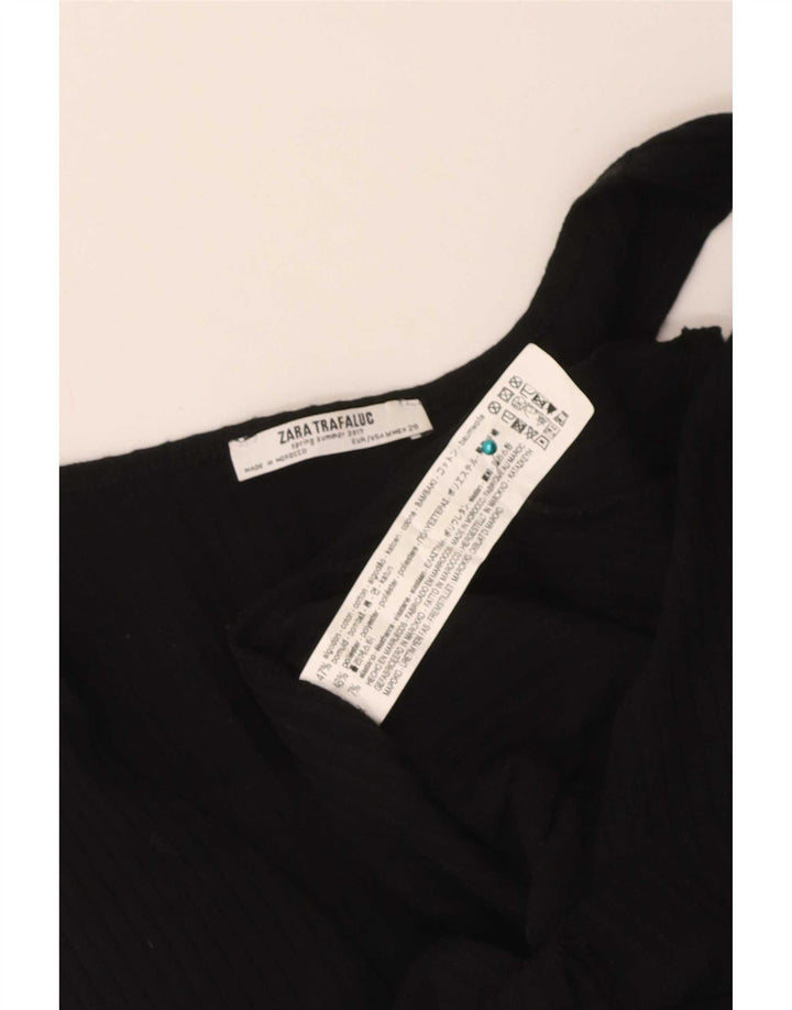 Zara Womens Sleeveless Jumpsuit UK 12 Medium Black Cotton