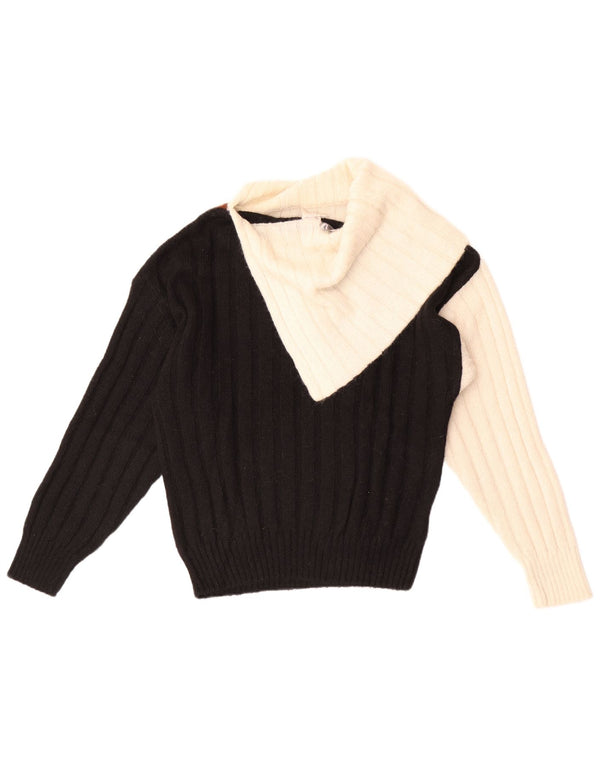Igi & Igi Dame Shawl Neck Jumper Sweater UK 14 Medium Black Colourblock