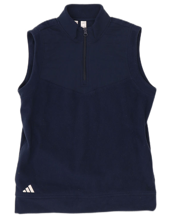 Adidas - Jersey polar sin mangas con cuello y cremallera para niño, 11-12 años, azul marino
