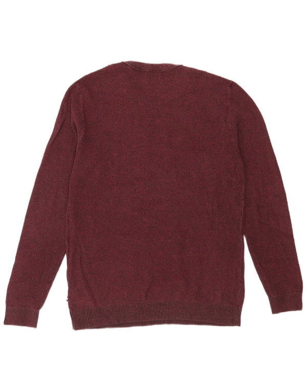 Jack & Jones Mens Crew Neck Jumper Sweater Large Burgundy Cotton
