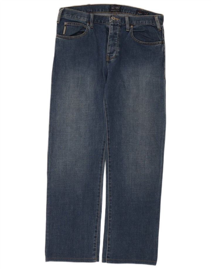 Armani Jeans Jean droit régulier pour homme W33 L30 bleu coton