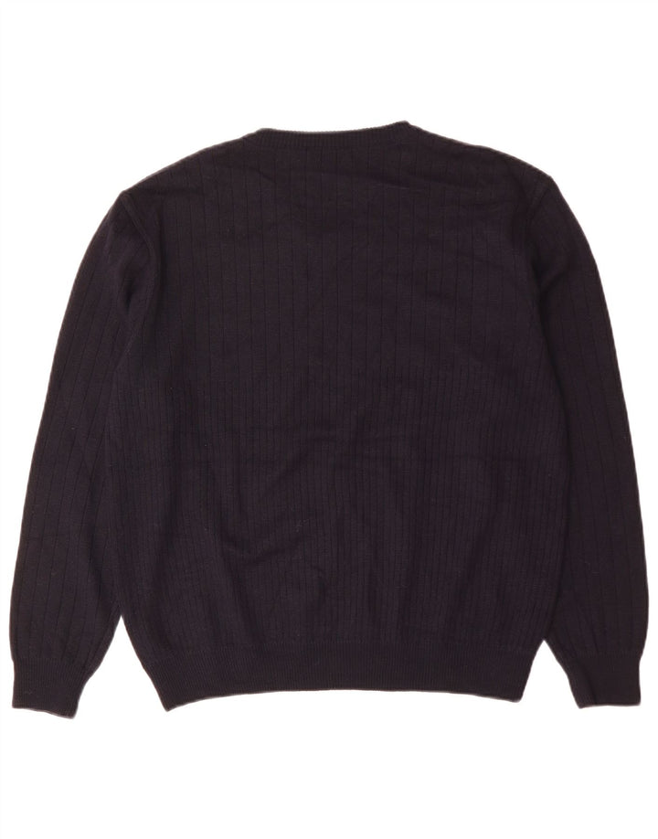 Marks & Spencer Mens V-Neck Jumper Sweater Large Navy Blue Acrylic
