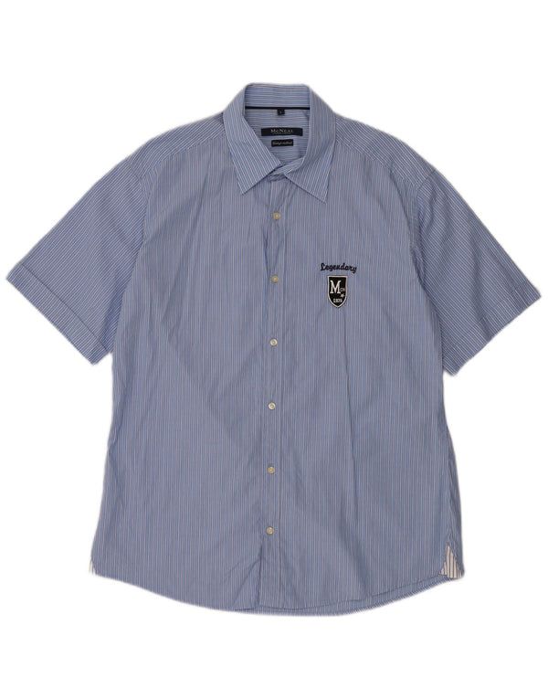 Camicia a maniche corte da uomo MC Neal, cotone a righe grandi blu