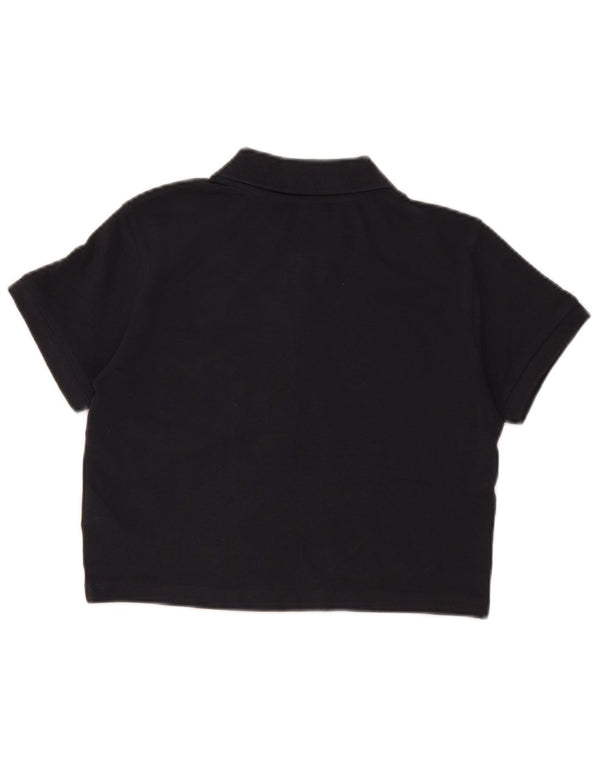 Ellesse Womens Graphic Crop Polo Shirt UK 6 XS Black Bomuld