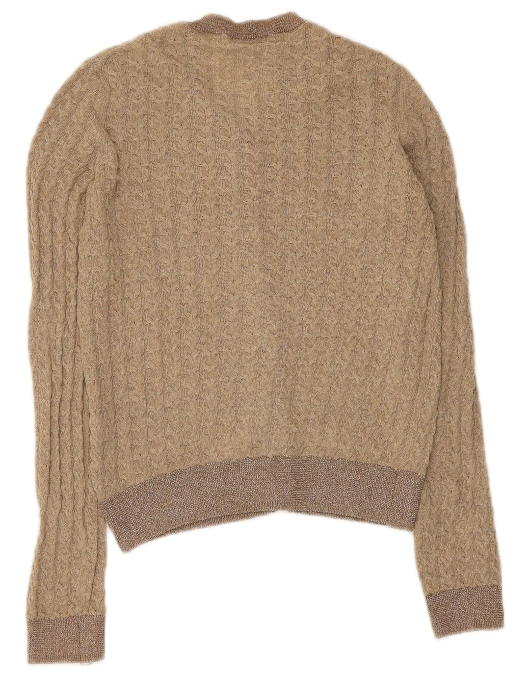 Maglione cardigan corto da donna Zara UK 8 piccolo poliestere beige