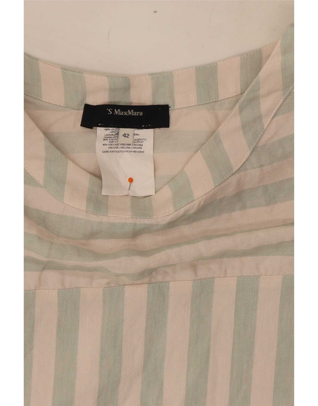 Abito a trapezio da donna Max Mara EU 42 Acetato a righe bianche grandi