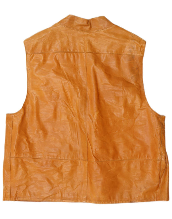 Gilet pratico in pelle da uomo vintage UK 42 XL Marrone