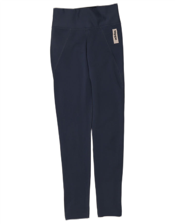Adidas Womens Climalite Leggings UK 4/6 XS Blue Polyester