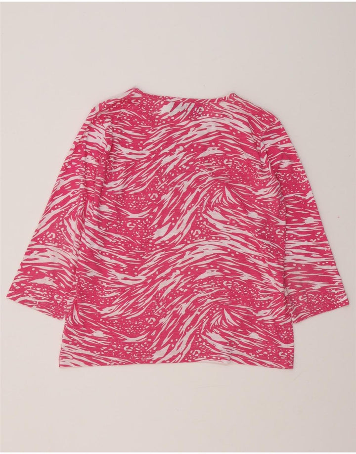 PACO BOUTIQUE Top da donna con motivo astratto manica 3/4 UK 14 grande rosa
