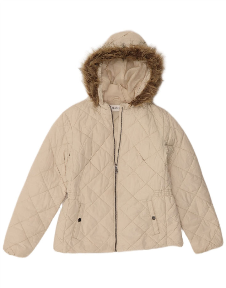 Marks & Spencer Veste matelassée à capuche pour femme UK 12 Polyester blanc moyen