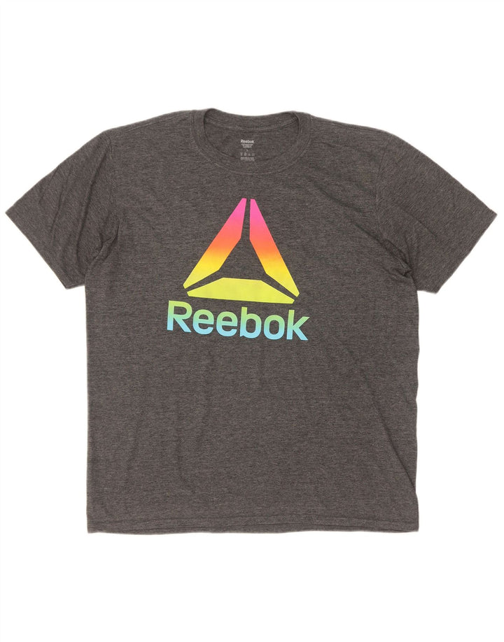 Ανδρικό γραφικό T-Shirt Reebok Top Large Grey Polyester