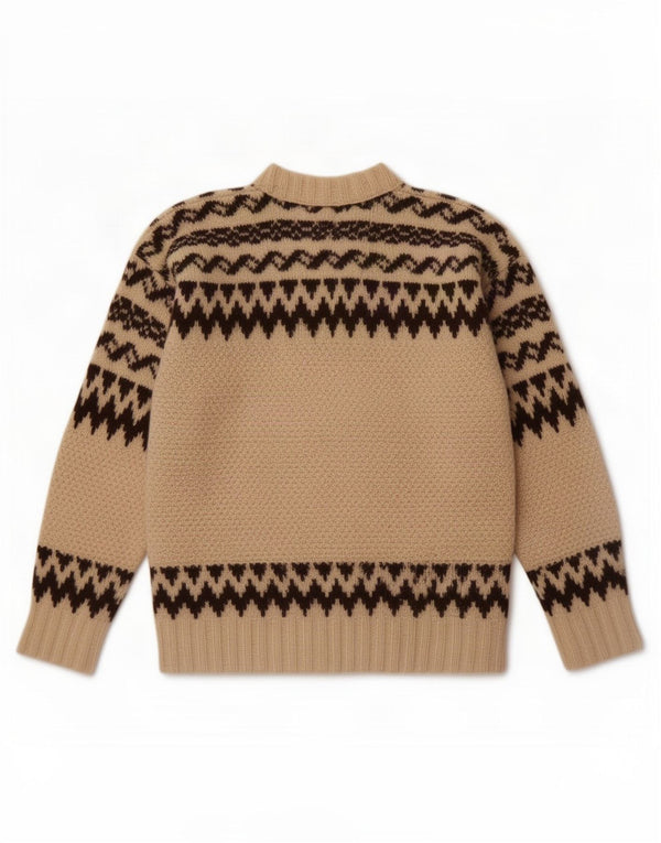Sweter damski w stylu vintage z okrągłym dekoltem UK 14 Średni Off White Fair Isle