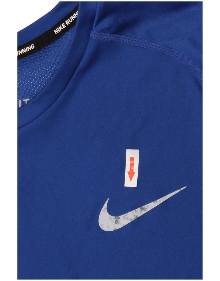 Nike Dri Fit T-shirt top mellemblå polyester til mænd