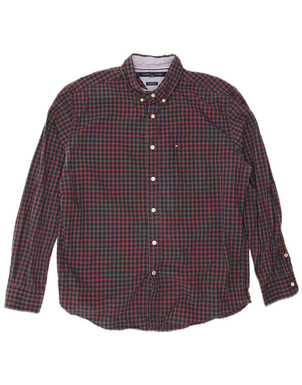 Tommy Hilfiger Chemise coupe classique pour homme en coton à carreaux bleu marine
