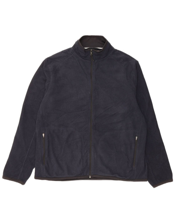 Marks & Spencer Mens Fleece Jacket UK 42 XL Navy Blue Polyester
