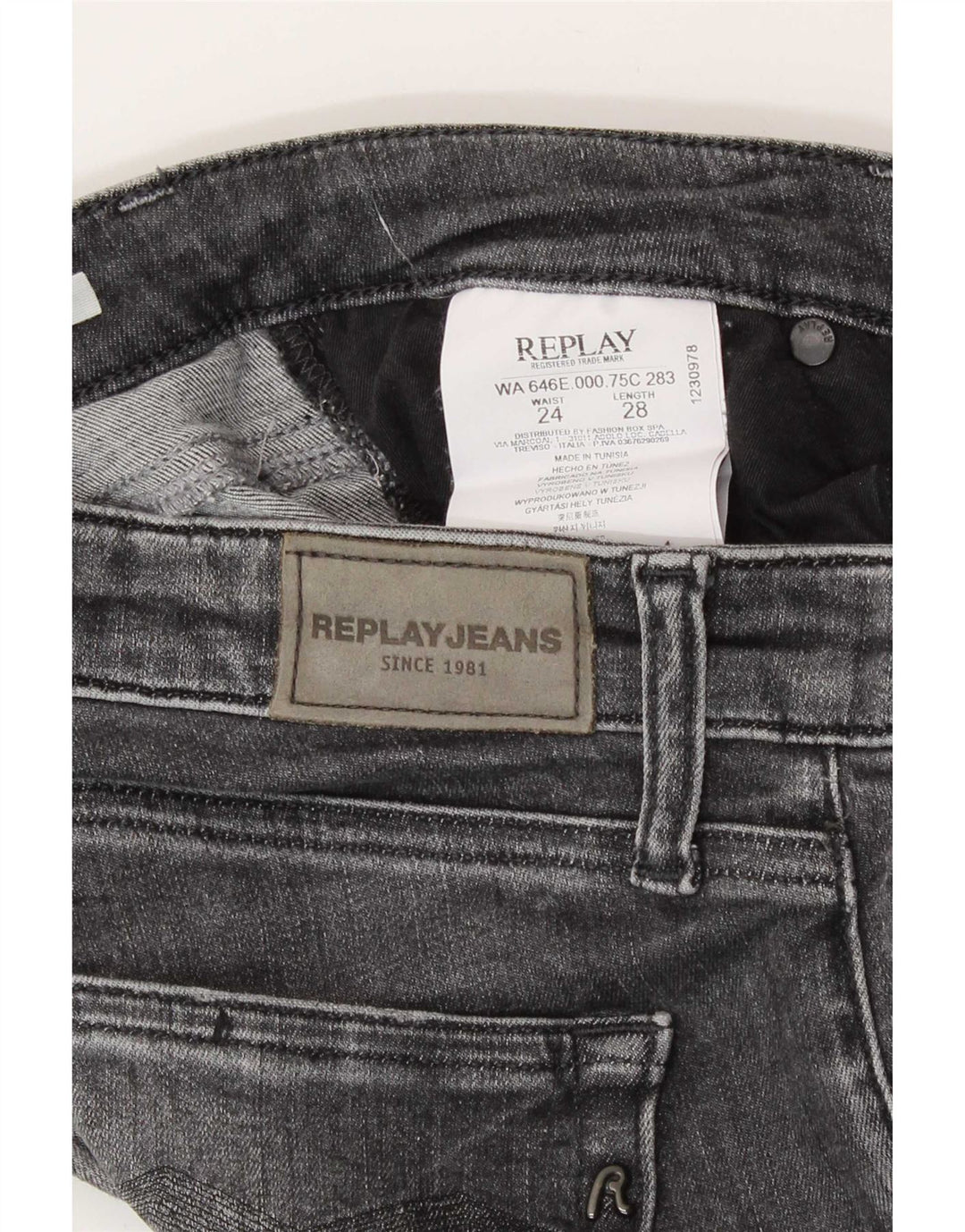 Replay Womens Crop Slim Jeans W24 L24 Grey Cotton