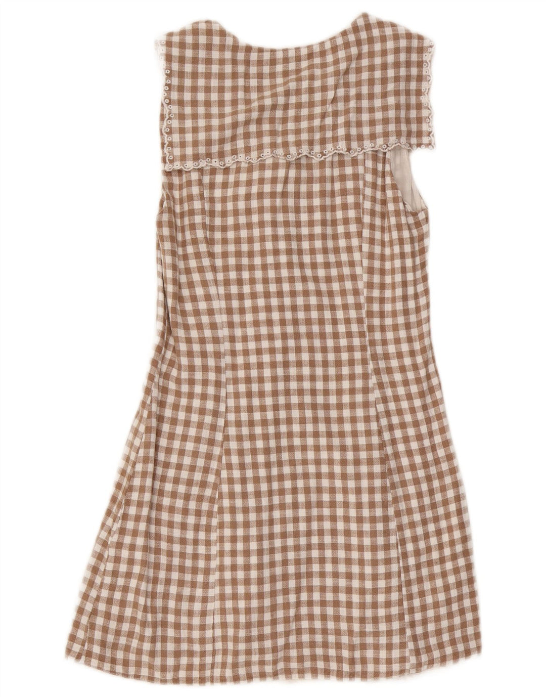 Zara Womens Sleeveless Shift Dress UK 10 Small Brown Gingham Viscose