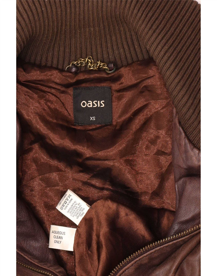 Oasis Veste en cuir courte pour femme UK 6 XS Marron