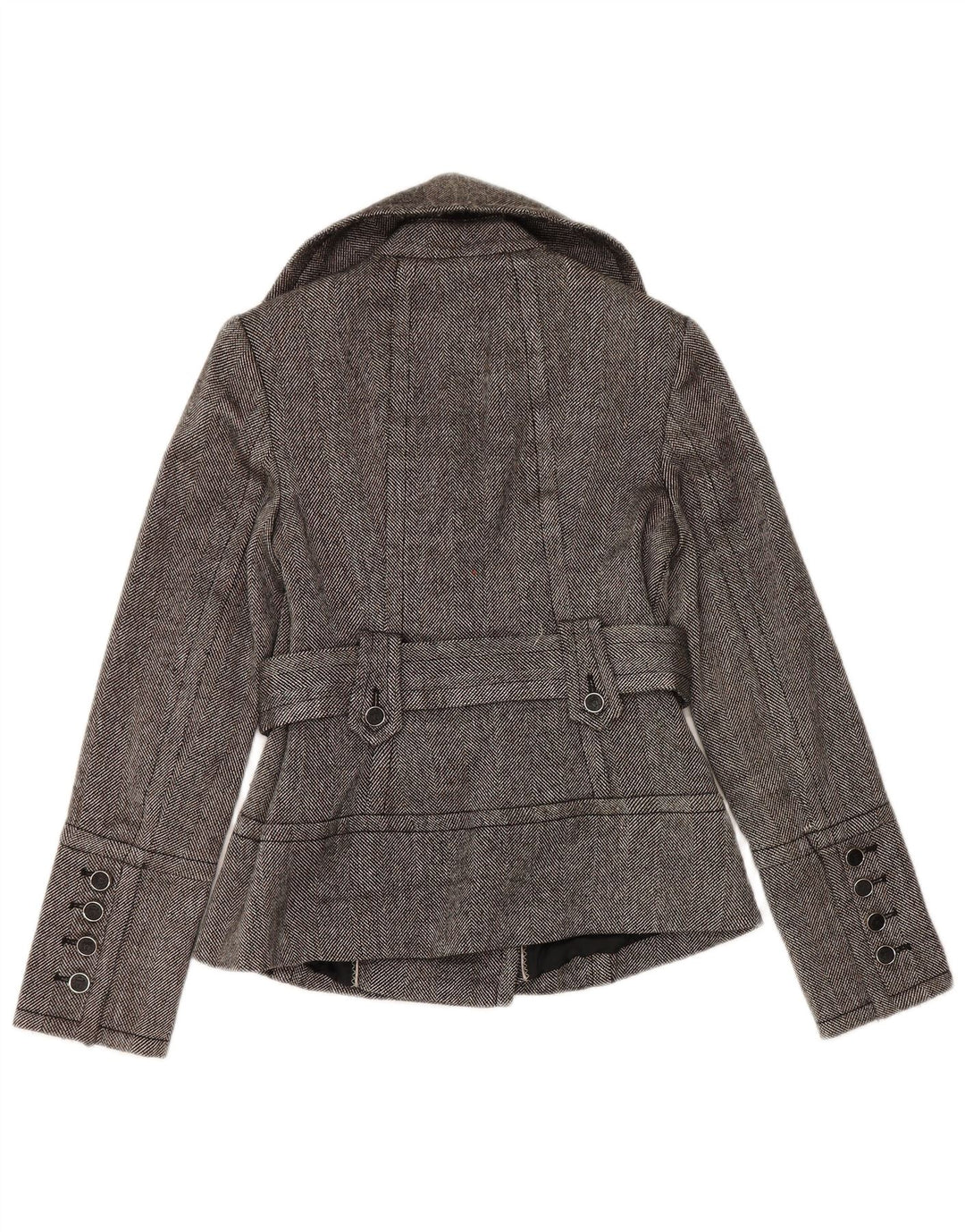 Zara Womens Pea Coat UK 12 Medium Grey Sildebenspolyester