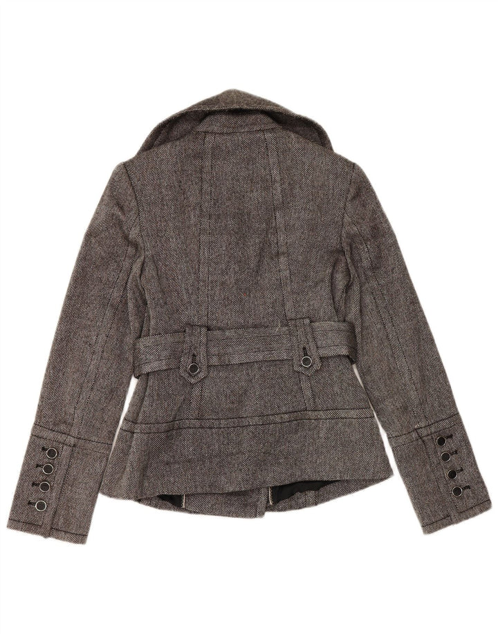 Zara Womens Pea Coat UK 12 Medium Grey Sildebenspolyester