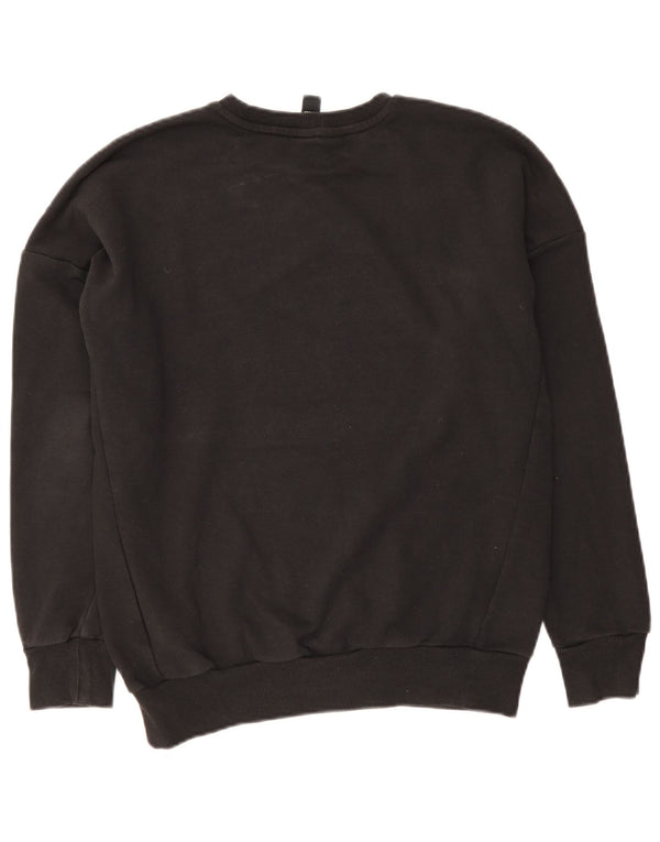 Adidas Damen Grafik-Sweatshirt-Pullover UK 14 Mittelschwarze Baumwolle