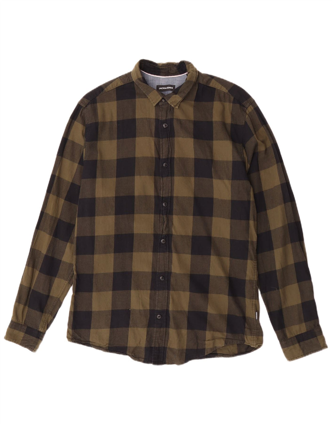 Camisa masculina de flanela Jack & Jones médio cáqui algodão guingão