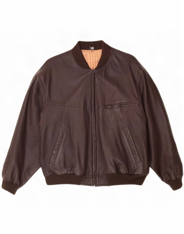 Jaqueta de couro masculina vintage UK 42 XL marrom