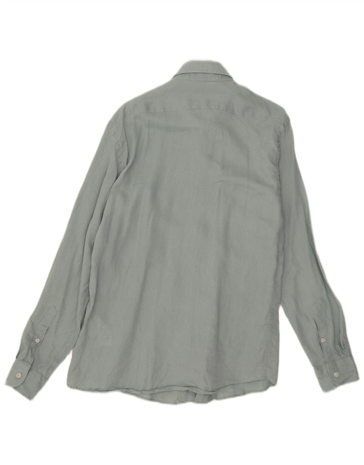 Camisa Reiss Regular Fit De Lino Azul Medio |