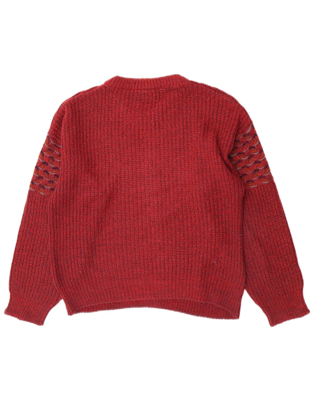 Fiume Mens Crew Neck Jumper Sweater IT 46 Small Maroon Geometric Acrylic