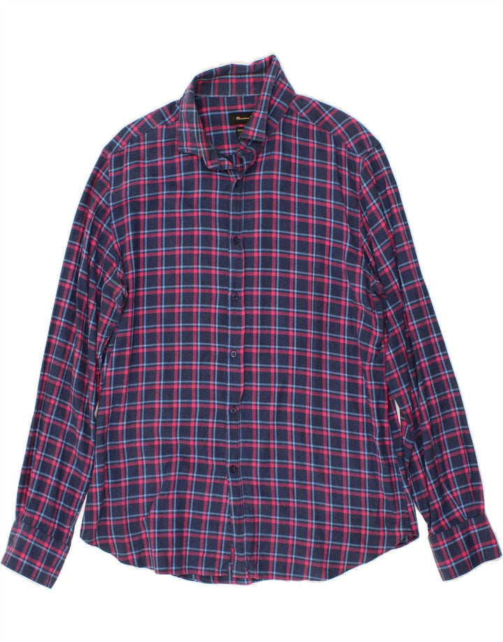 MASSIMO DUTTI Mens Flannel Shirt XL Navy Blue Check Vintage Massimo Dutti and Second-Hand Massimo Dutti from Messina Hembry 