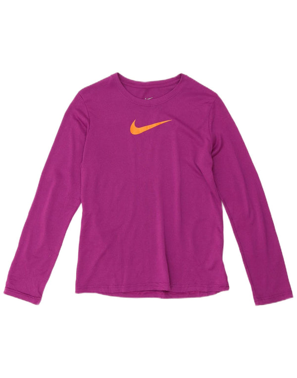 Nike Girls Dri Fit Grafisk Top Langærmet 12-13 År Stor Lilla