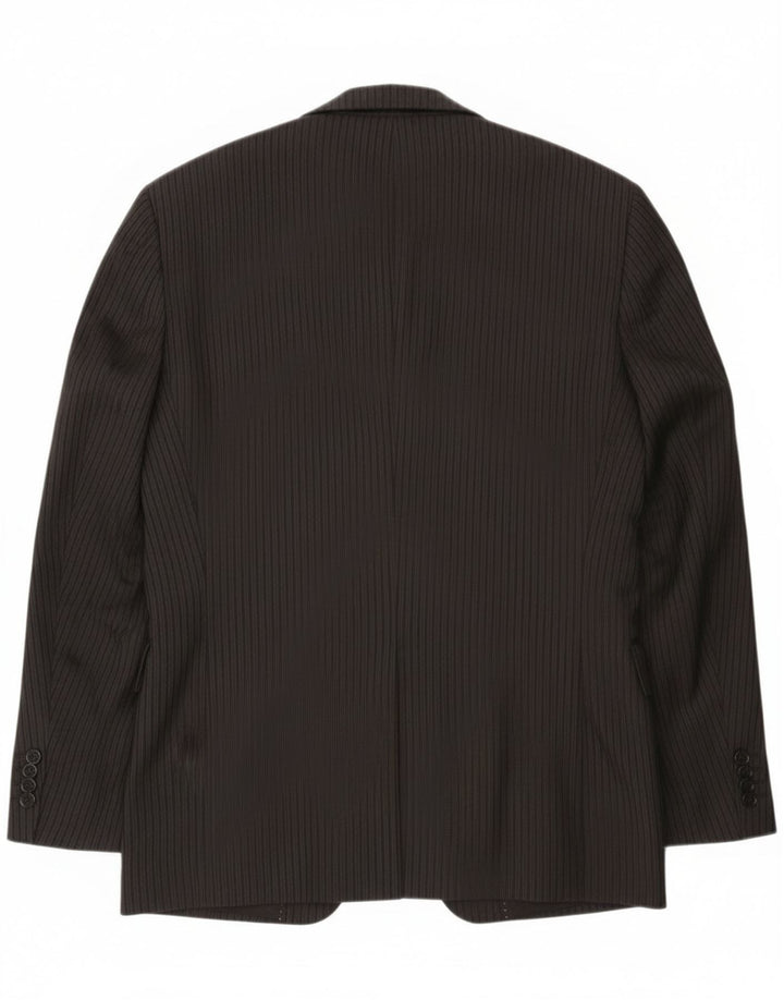 Paoloni Mens 3 Button Blazer Jacket IT 48 Medium Black Pinstripe